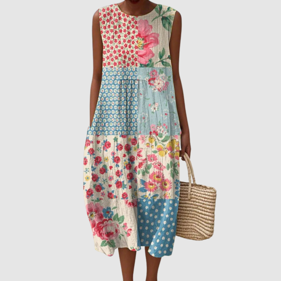Kéked – Patchwork mintás midi ruha 3