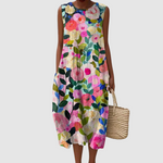 Kéked – Patchwork mintás midi ruha 1