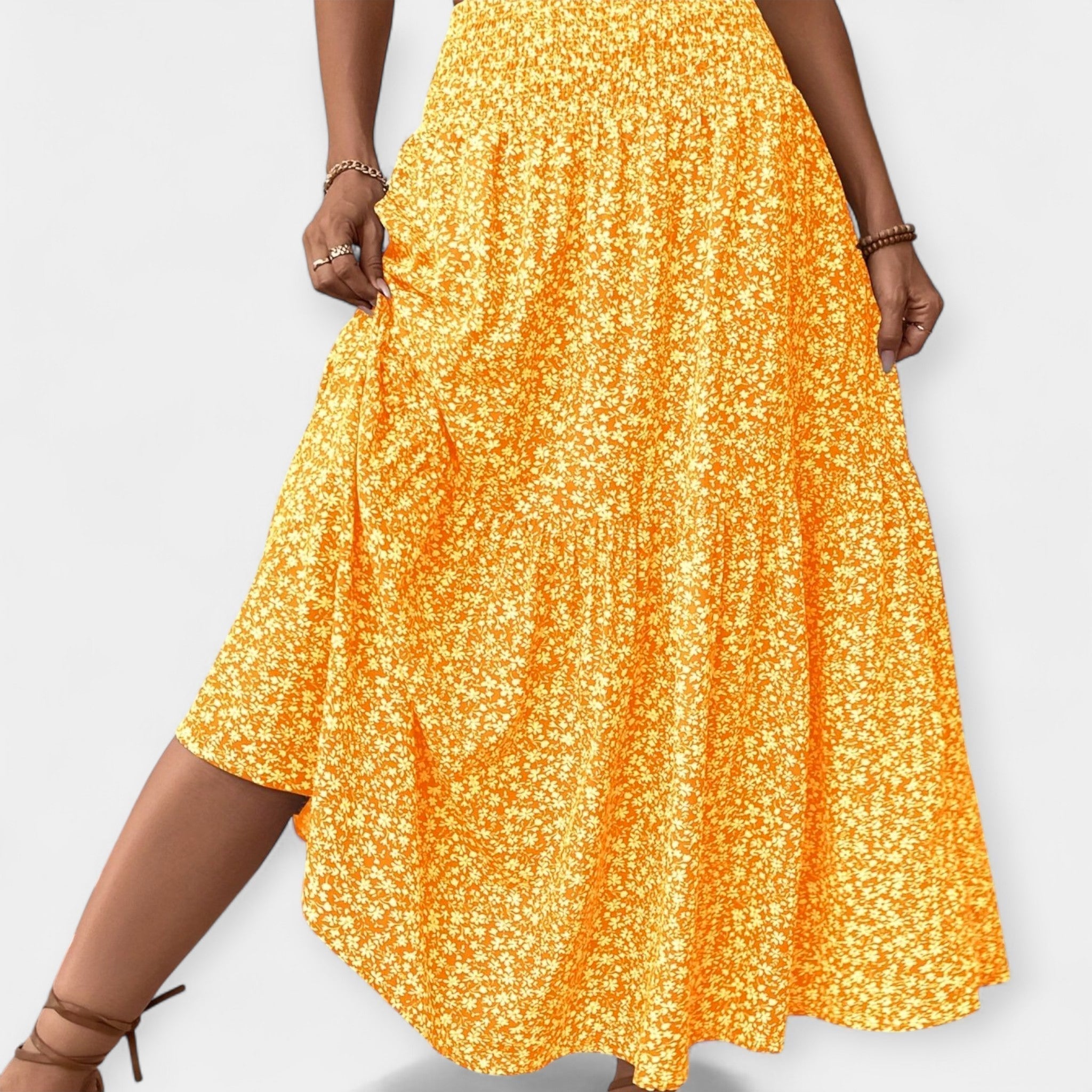 Valentina virágmintás nyári szoknya – közelről
