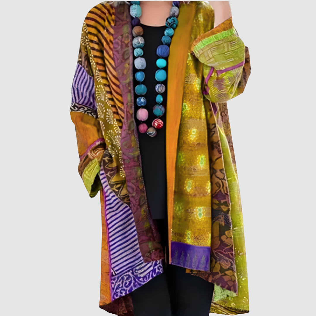 Bözsi patchwork mintás kardigán – anyagrészlet