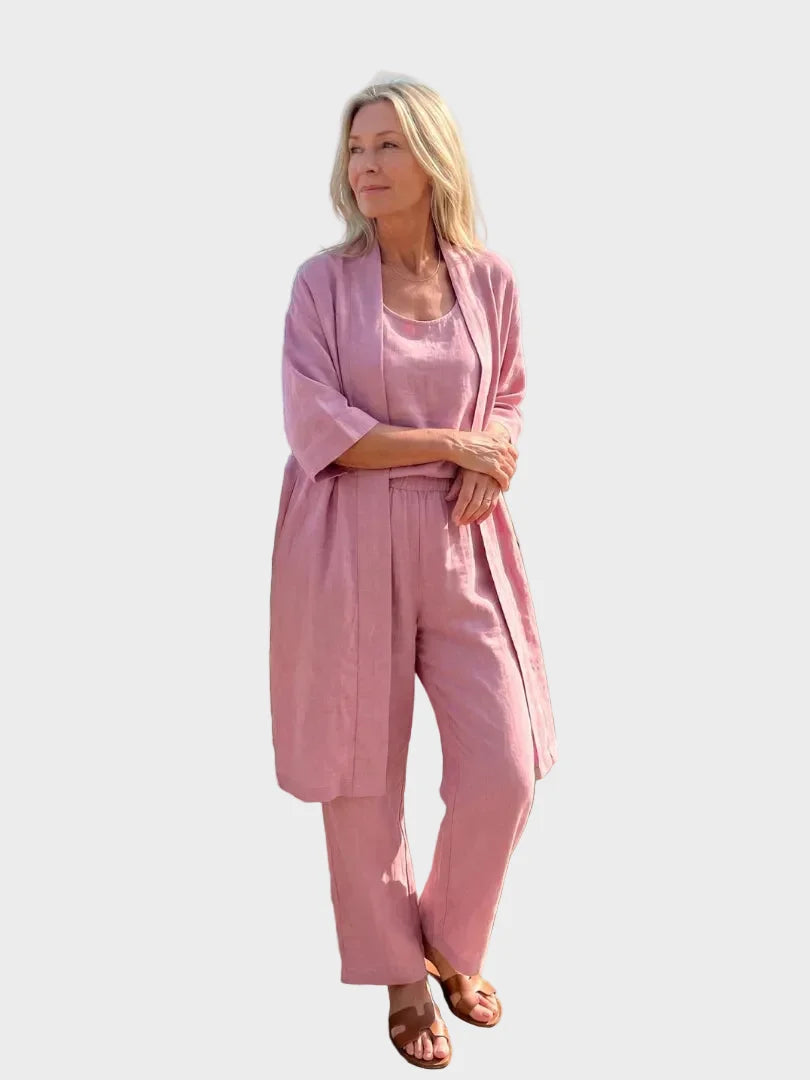 Anett könnyű lenszett – stílusfotó