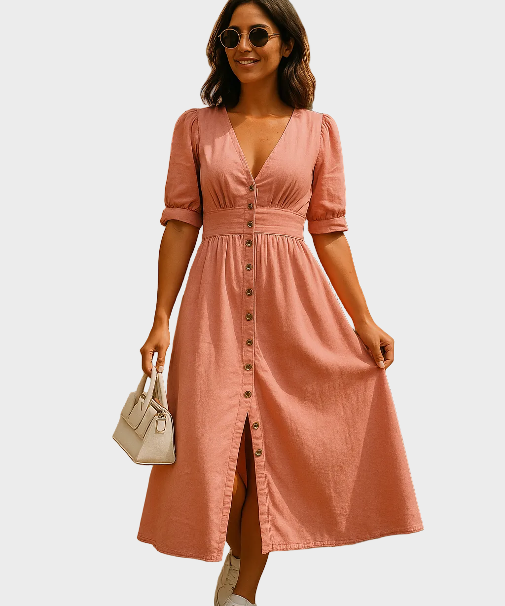 Rakaca – Elegáns midi ruha fa gombokkal 4