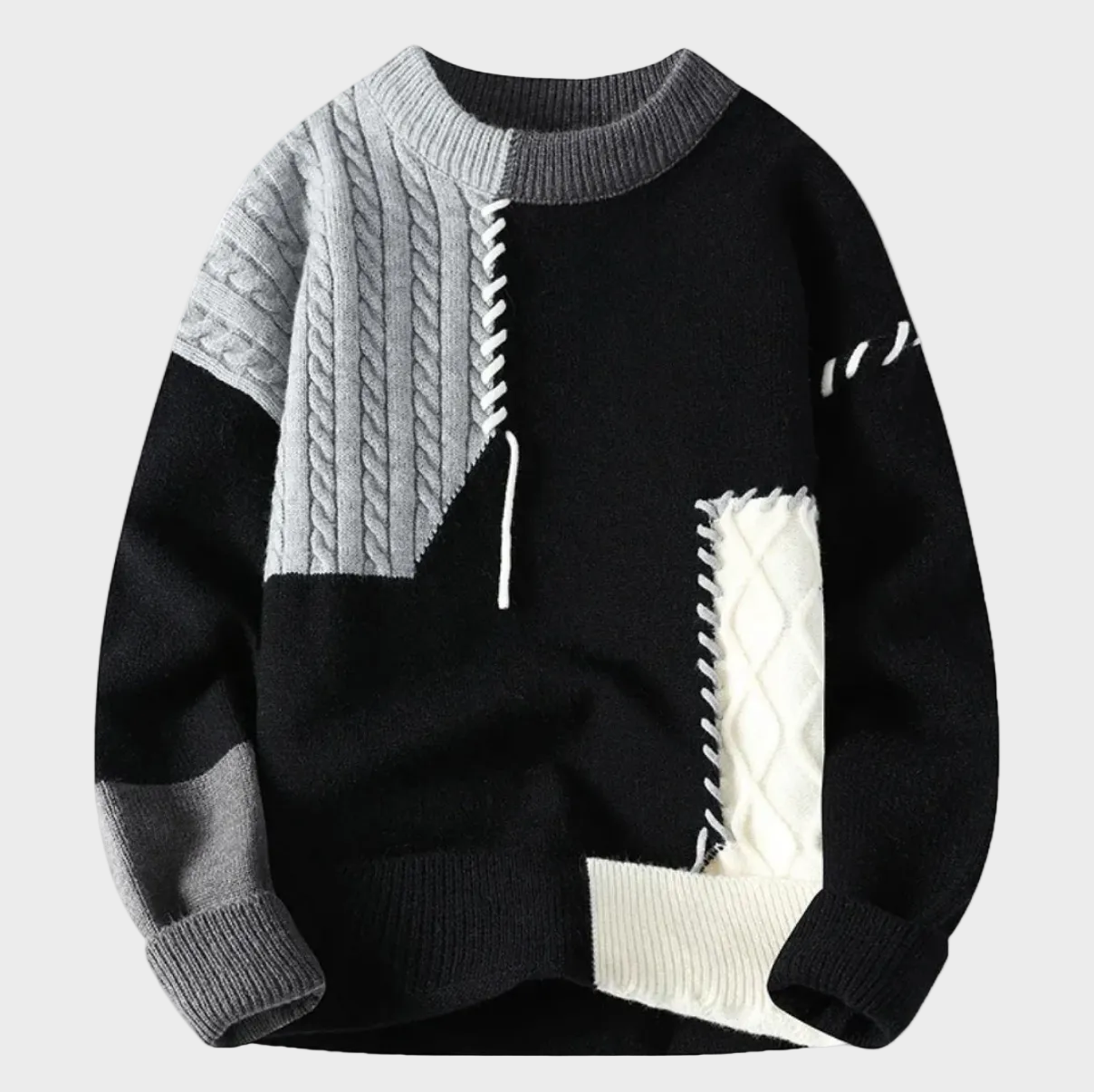 Tivadar patchwork mintás pulóver – anyagrészlet