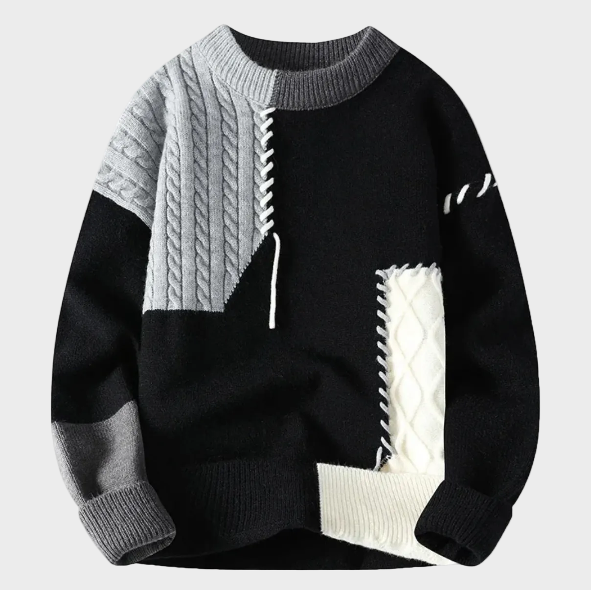 Tivadar patchwork mintás pulóver – anyagrészlet
