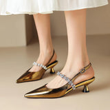Kisbárkány – Slingback cipő kristályos pánttal