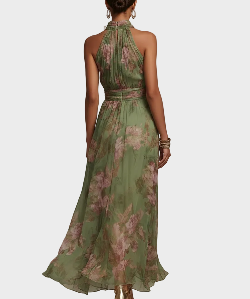 Mezőkövesd halter maxi ruha – közelről