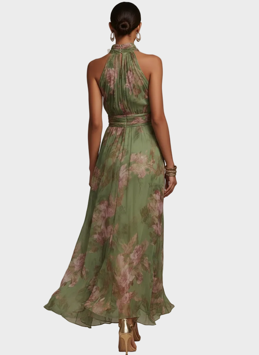 Mezőkövesd halter maxi ruha – közelről