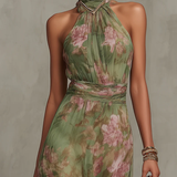 Mezőkövesd halter maxi ruha – stílusfotó