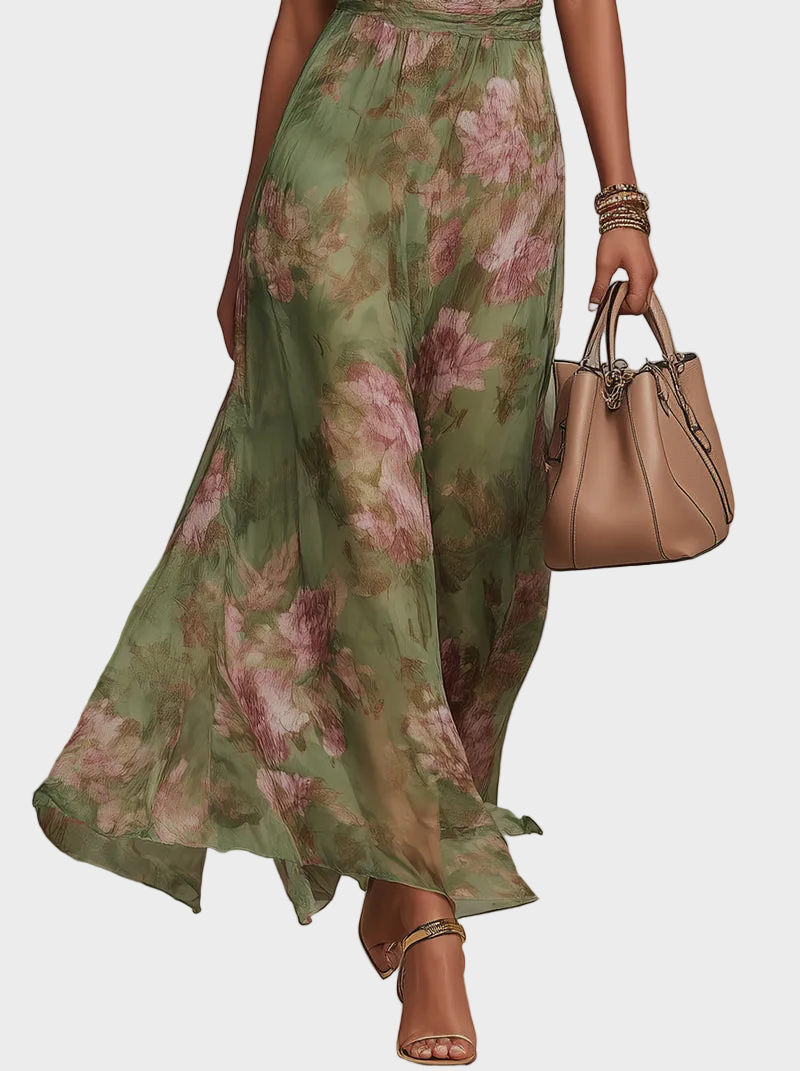 Mezőkövesd halter maxi ruha – teljes megjelenés