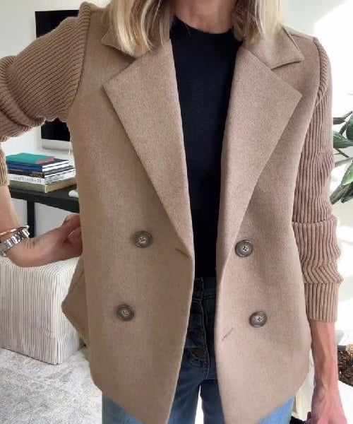 Barbi – elegáns kötött ujjú blézer, elölnézet